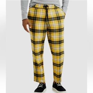 Sun & Stone Men's Yellow Jonathan Plaid Casual Pants Size XXL
